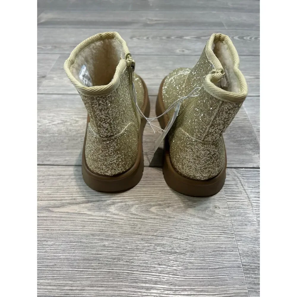 Cat & Jack Girls' Honor Faux Suede Boots Gold Size 3 NWT